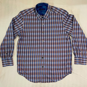 Tommy Bahama Mens Shirt Large‎ Blue Plaid Button Up Long Sleeve 100% Silk Casual